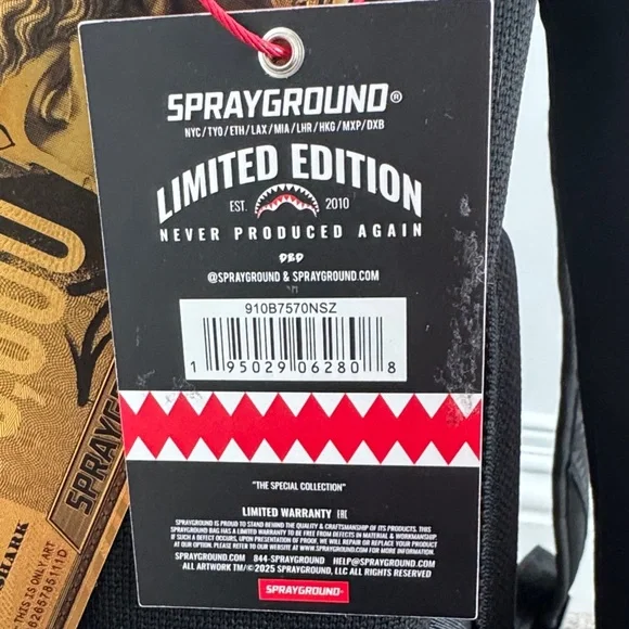 Sprayground Black Backpack with Vibrant Red Interior - Picture 6 of 6